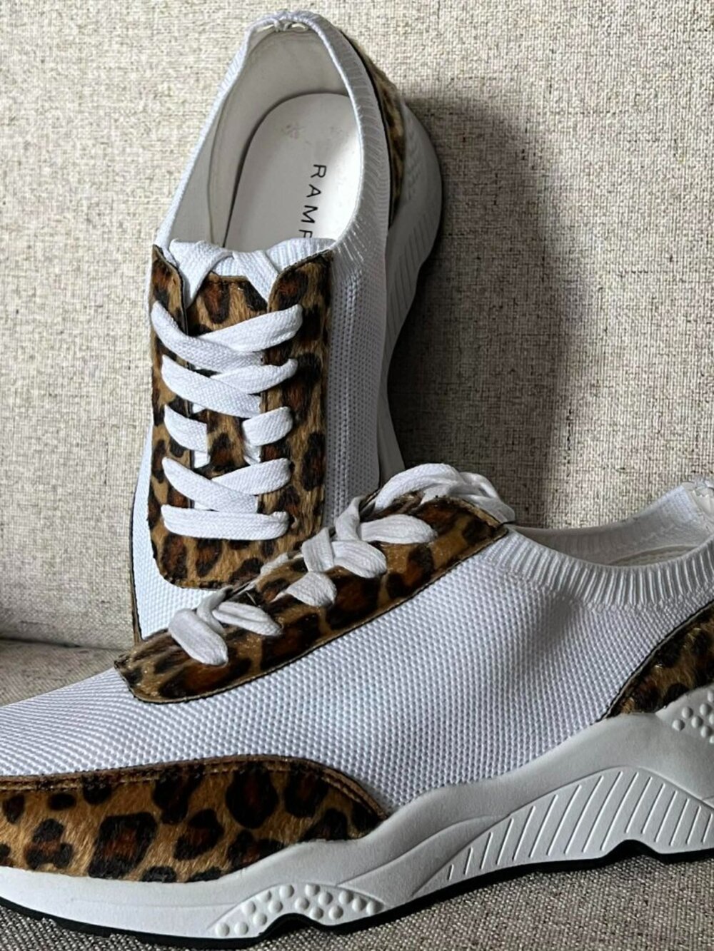 Rampage Raine White & Leopard Print Sneakers Size 5